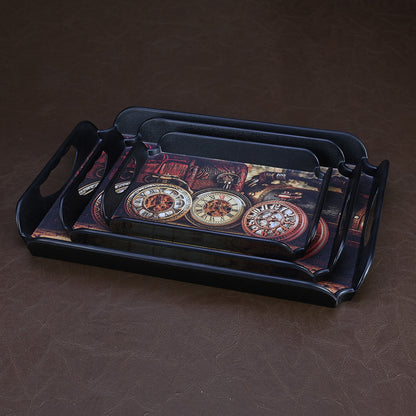 3pc Trays Set: Clock