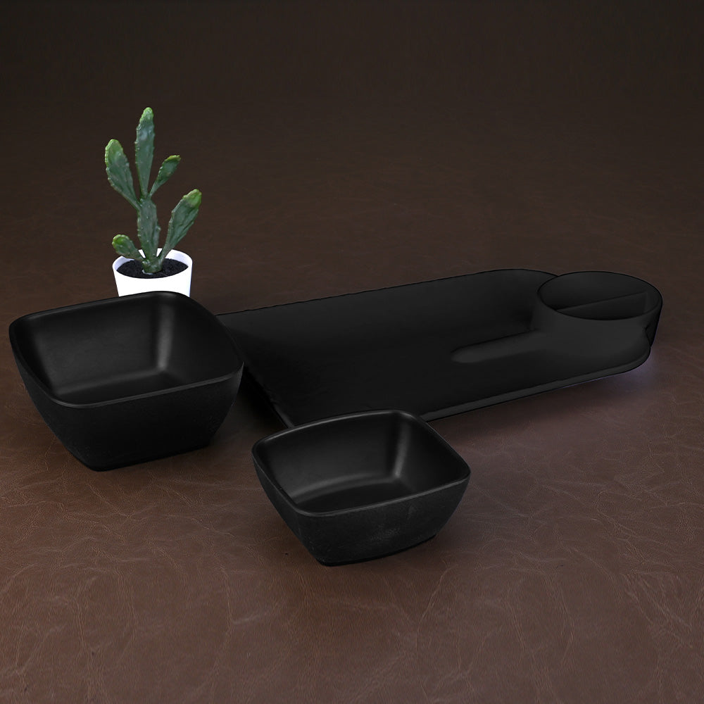 Serveware: Spade Platter and Bowl Set 3 pc – Black