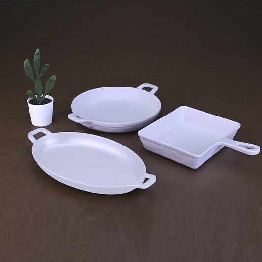 Serveware: Handle Platter Set 3 pc - White