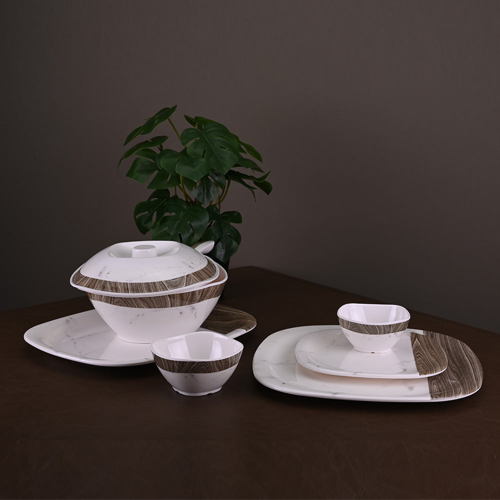 31pc Dinner Set: Marbo Wood