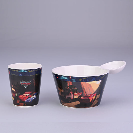 2 pc Fries Bowl & Glass Set - Cars