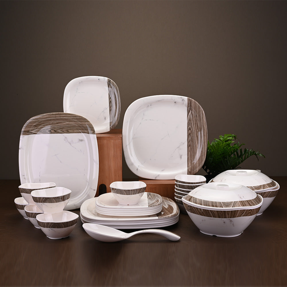 31pc Dinner Set: Marbo Wood
